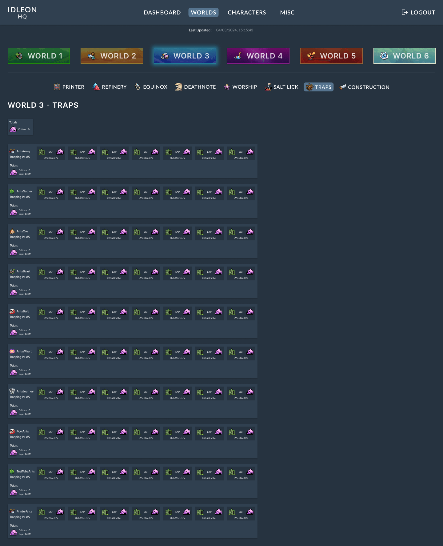 Design frame of the traps skill for world 3